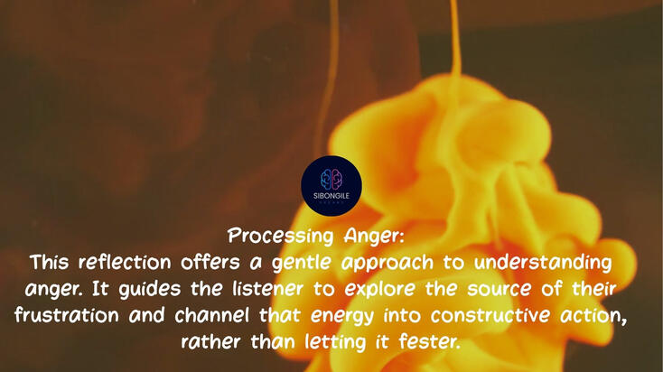 Processing Anger: This reflection offers a gentle approach to understanding anger. It guides the listener to explore the source of their frustration and channel that energy into constructive action, rather than letting it fester.